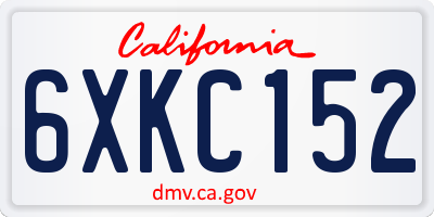CA license plate 6XKC152