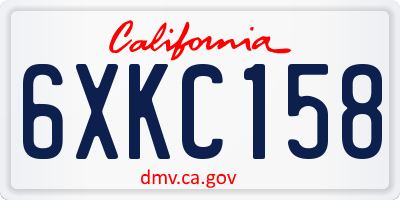 CA license plate 6XKC158