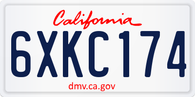CA license plate 6XKC174
