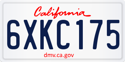 CA license plate 6XKC175