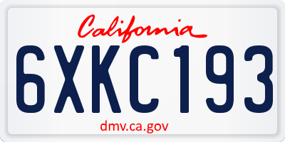 CA license plate 6XKC193