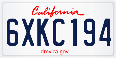 CA license plate 6XKC194
