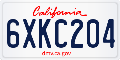 CA license plate 6XKC204