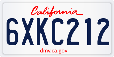 CA license plate 6XKC212