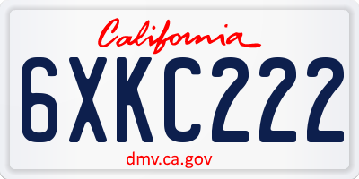 CA license plate 6XKC222