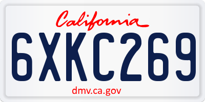 CA license plate 6XKC269
