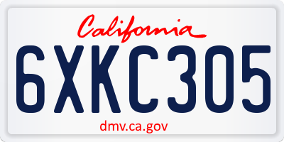 CA license plate 6XKC305
