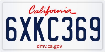 CA license plate 6XKC369
