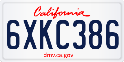 CA license plate 6XKC386