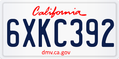CA license plate 6XKC392
