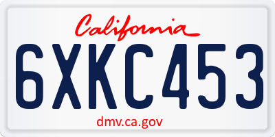 CA license plate 6XKC453