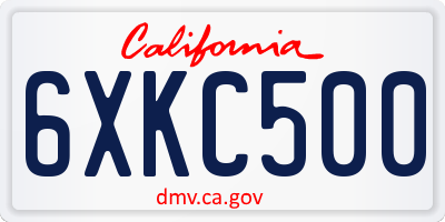 CA license plate 6XKC500