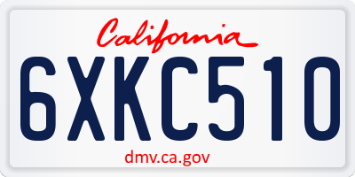 CA license plate 6XKC510