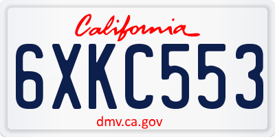 CA license plate 6XKC553