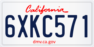 CA license plate 6XKC571
