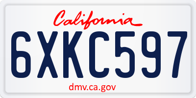 CA license plate 6XKC597