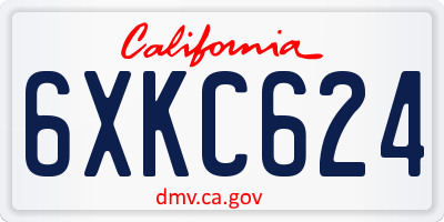 CA license plate 6XKC624