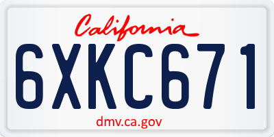 CA license plate 6XKC671