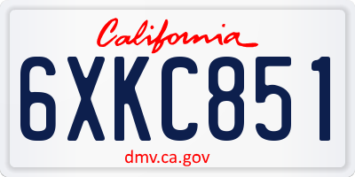 CA license plate 6XKC851