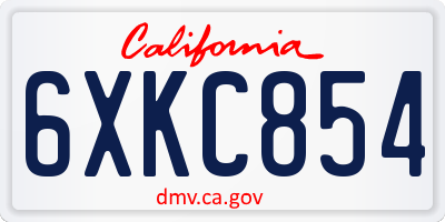 CA license plate 6XKC854