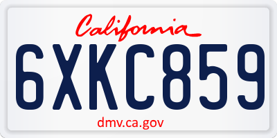 CA license plate 6XKC859