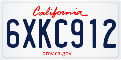 CA license plate 6XKC912