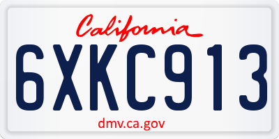 CA license plate 6XKC913