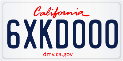 CA license plate 6XKD000