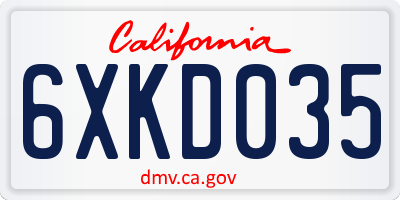 CA license plate 6XKD035