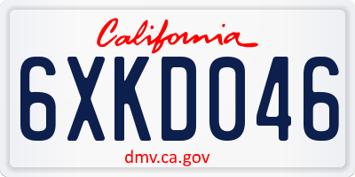 CA license plate 6XKD046