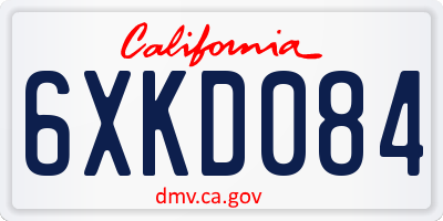 CA license plate 6XKD084