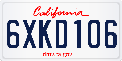 CA license plate 6XKD106