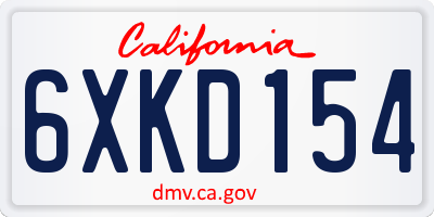 CA license plate 6XKD154