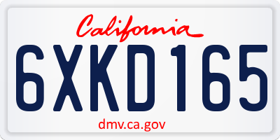 CA license plate 6XKD165