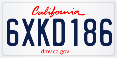 CA license plate 6XKD186