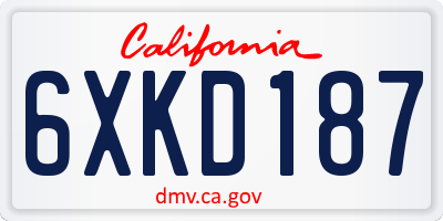 CA license plate 6XKD187