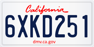 CA license plate 6XKD251