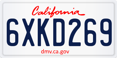 CA license plate 6XKD269
