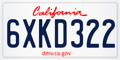 CA license plate 6XKD322