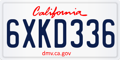 CA license plate 6XKD336