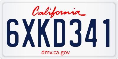 CA license plate 6XKD341