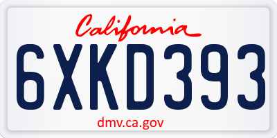 CA license plate 6XKD393