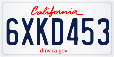 CA license plate 6XKD453