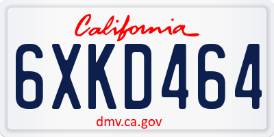 CA license plate 6XKD464