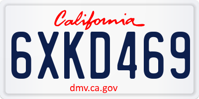 CA license plate 6XKD469