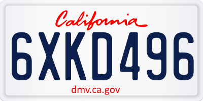 CA license plate 6XKD496