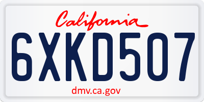 CA license plate 6XKD507