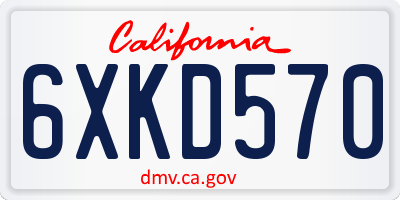 CA license plate 6XKD570
