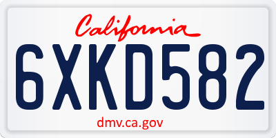 CA license plate 6XKD582