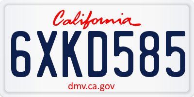 CA license plate 6XKD585